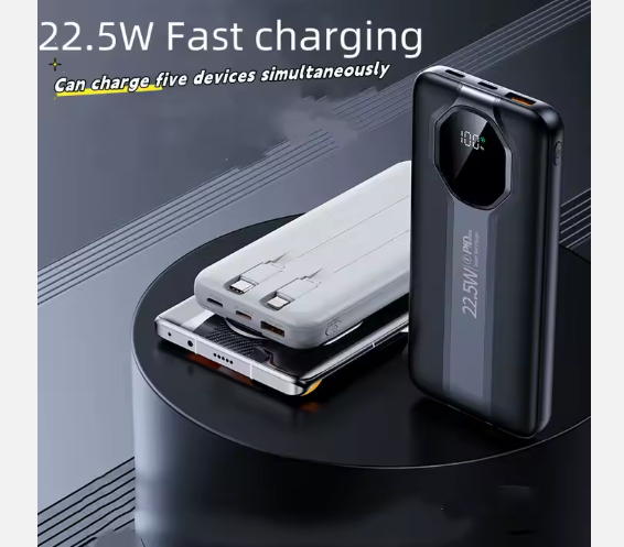 Power Bank 10000 mAh PD 22,5W con Cables Integrados – Potencia Total en la Palma de tu Mano