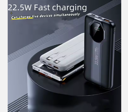 Power Bank 10000 mAh PD 22,5W con Cables Integrados – Potencia Total en la Palma de tu Mano